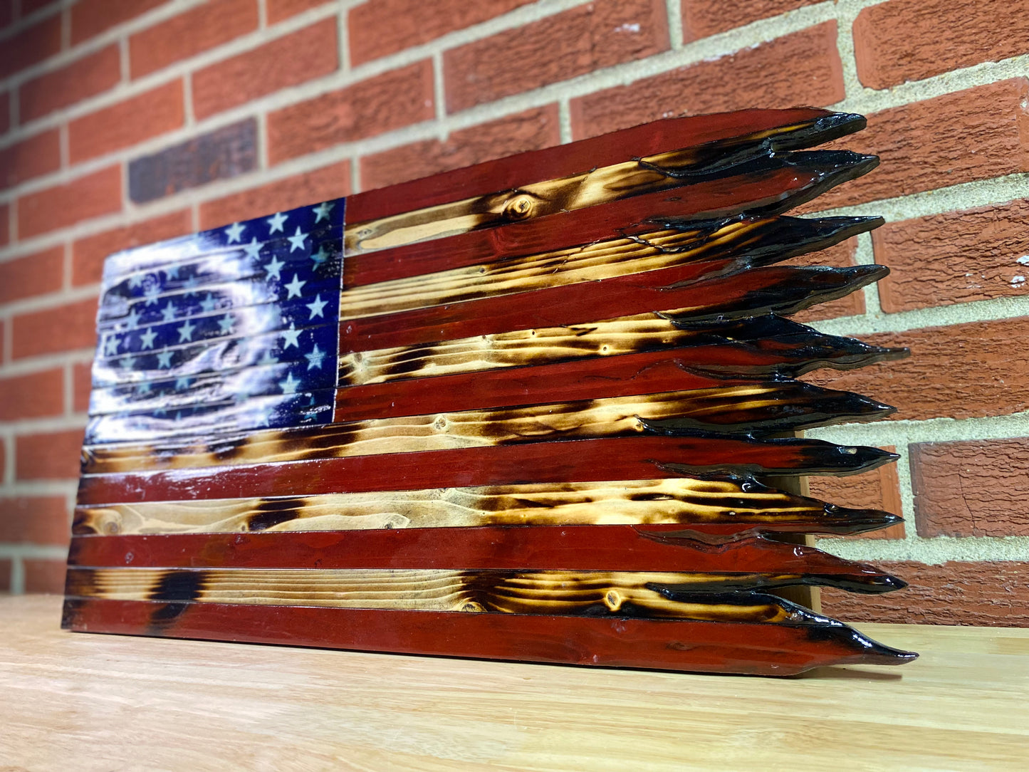 Tattered Wooden American Flag