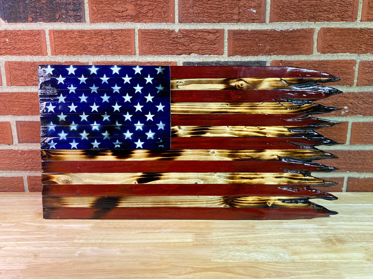 Tattered Wooden American Flag